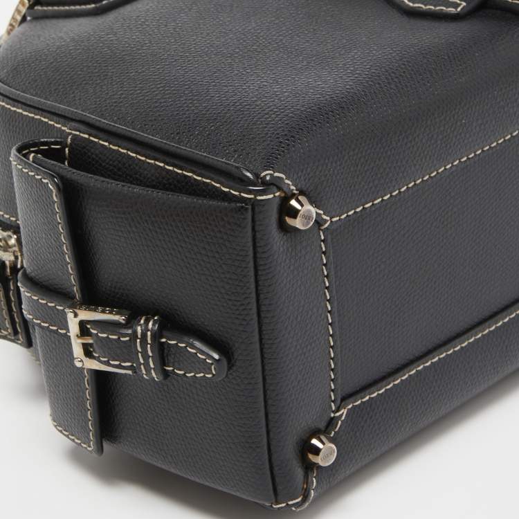 Pre Owned Loewe Black Leather Double Pocket Satchel