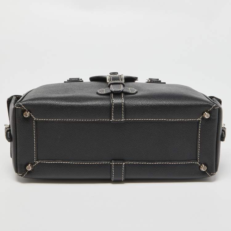 Pre Owned Loewe Black Leather Double Pocket Satchel