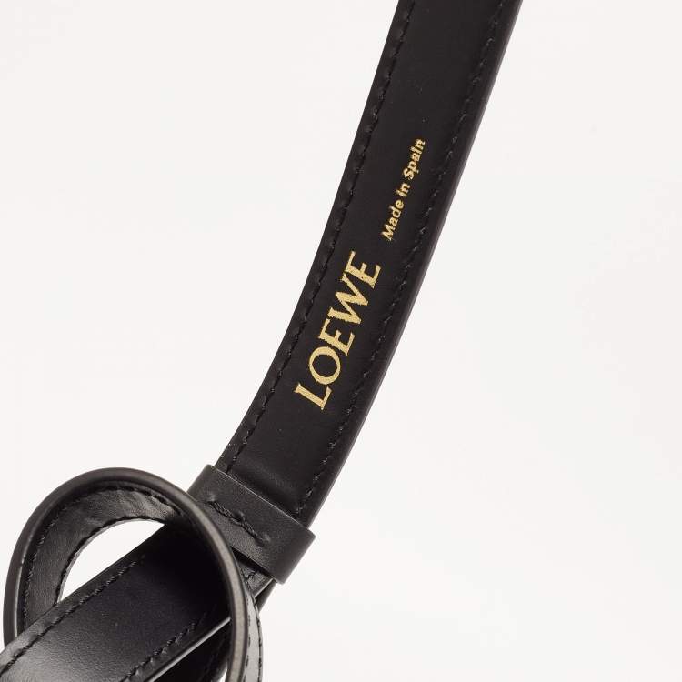 Pre Owned Loewe Black/Grey Monogram Canvas and Leather Balloon Anagram Bucket Bag