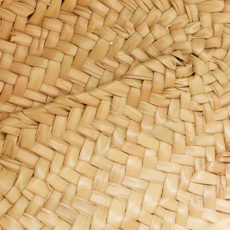 Pre Owned Loewe Brown/Natural Palm Leaf and Leather Medium Basket Tote