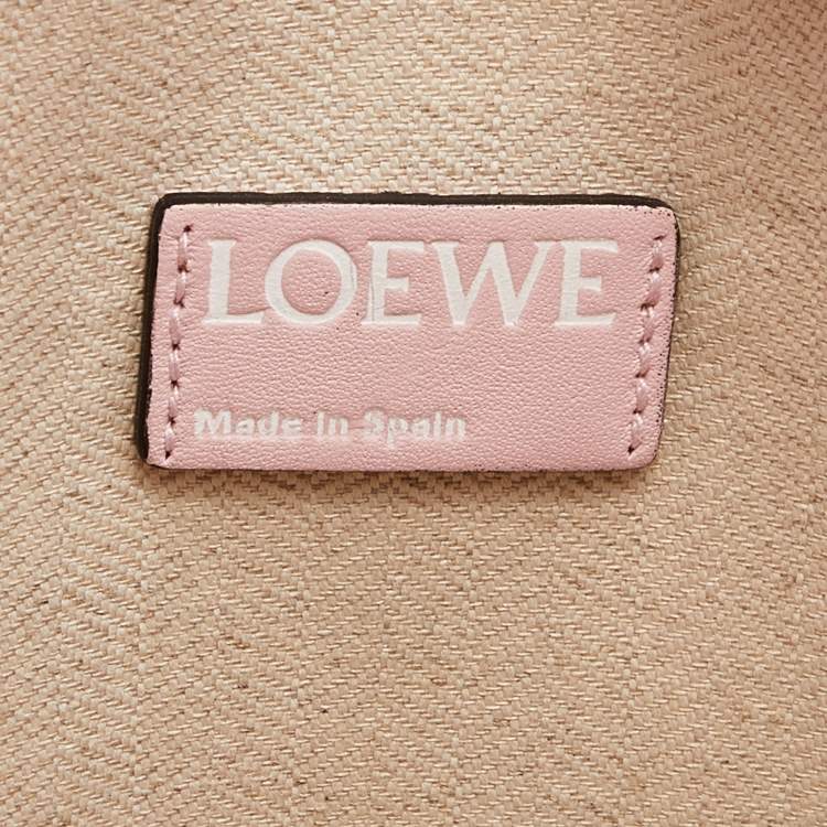 Pre Owned Loewe Pink Embossed Leather Anagram T Pouch