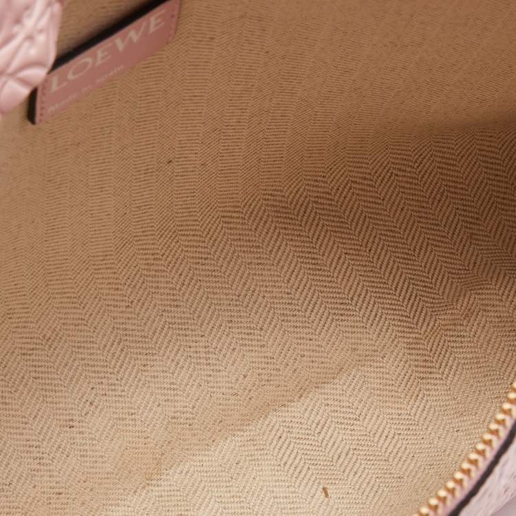 Pre Owned Loewe Pink Embossed Leather Anagram T Pouch