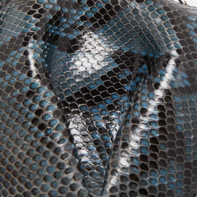 Pre Owned Loewe Teal/Black Python Elephant Shoulder Bag