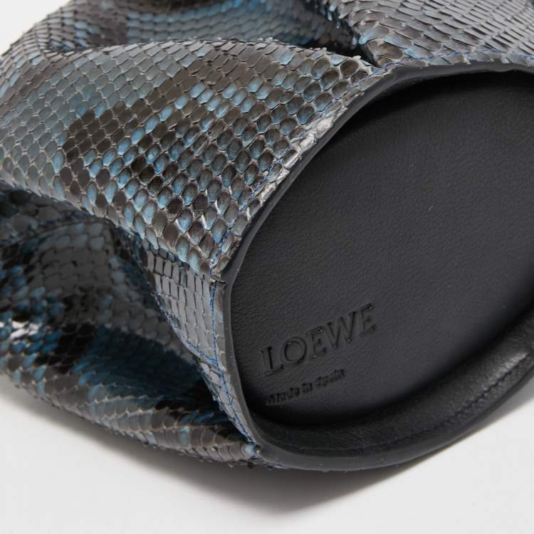 Pre Owned Loewe Teal/Black Python Elephant Shoulder Bag