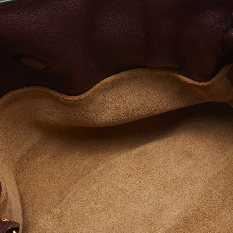 Pre Owned Loewe Burgundy Leather Flamenco Crossbody Bag