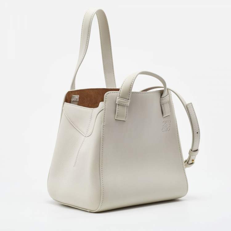 Pre Owned Loewe White Leather Hammock Nugget Tote