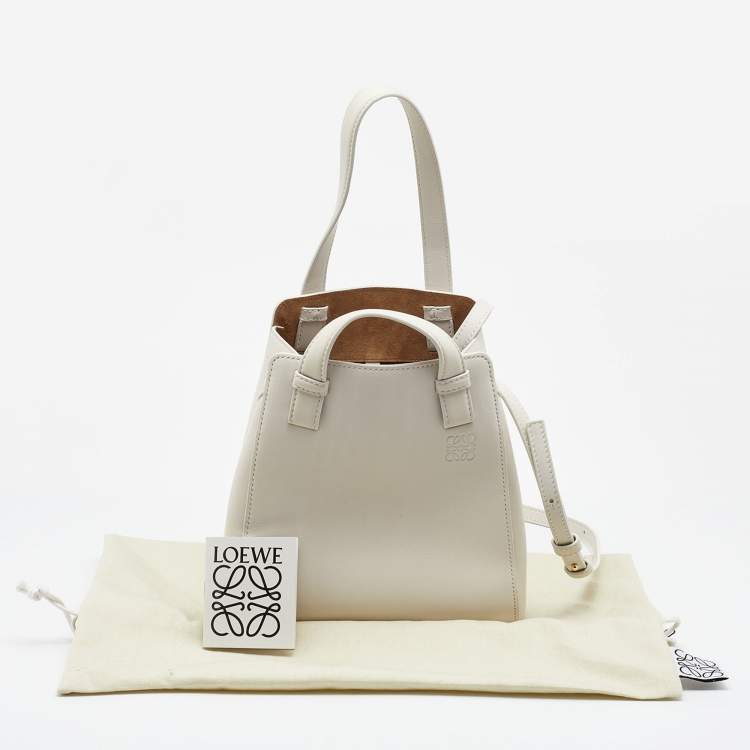 Pre Owned Loewe White Leather Hammock Nugget Tote