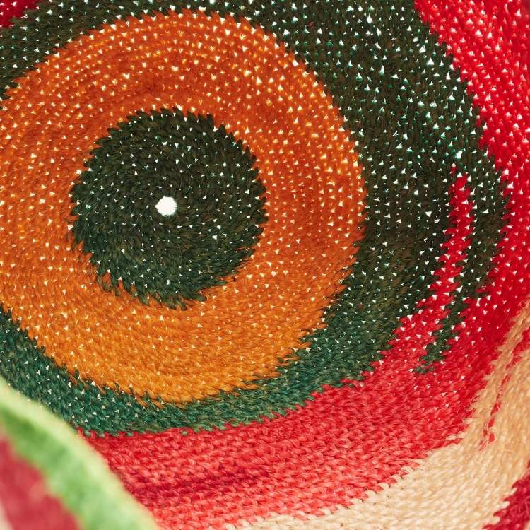 Pre Owned LOEWE Shigra Pattern Woven Straw Basket Bag