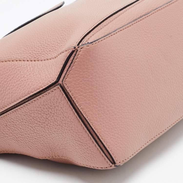 Pre Owned Loewe Old Rose Leather Small Puzzle Shoulder Bag