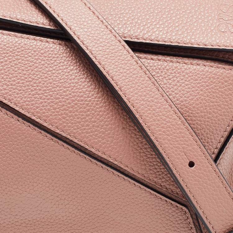 Pre Owned Loewe Old Rose Leather Small Puzzle Shoulder Bag