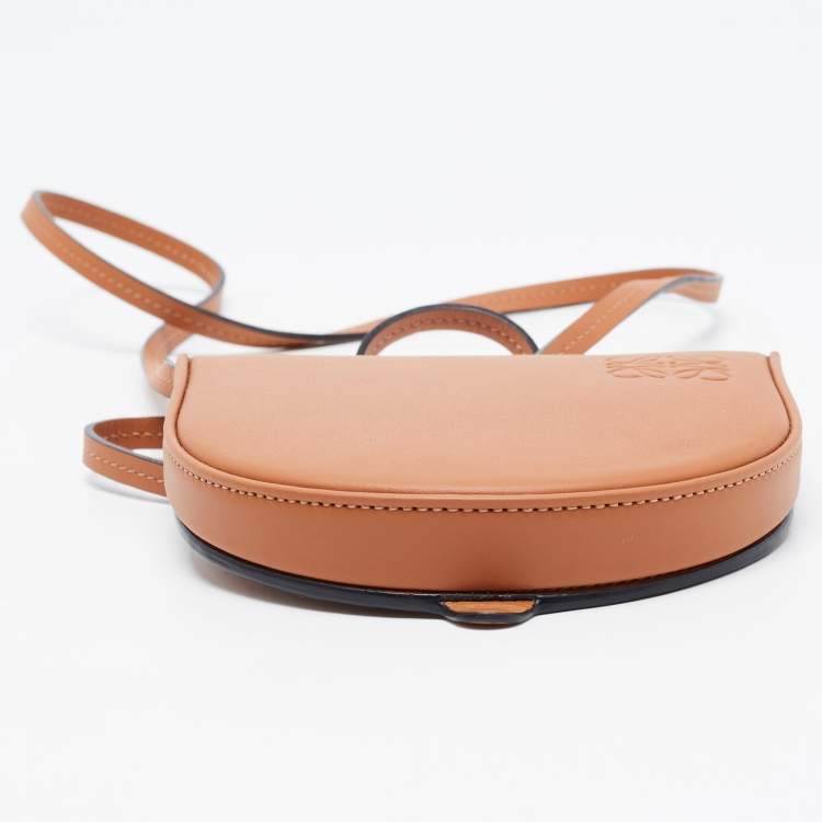 Pre Owned Loewe Brown Leather Mini Heel Duo Pouch Bag