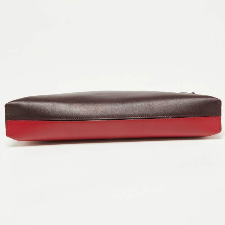 Pre Owned Loewe Burgundy/Red Leather Anagram T Pouch