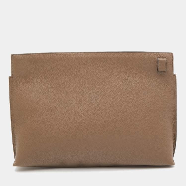 Pre Owned Loewe Beige/Grey Leather T Slim Pouch
