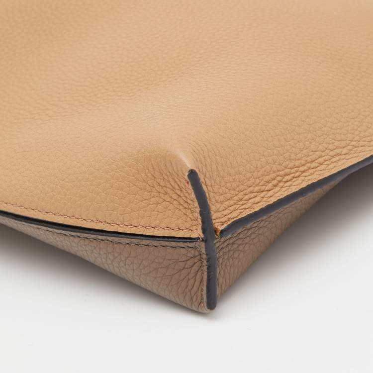 Pre Owned Loewe Beige/Grey Leather T Slim Pouch
