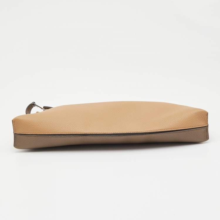 Pre Owned Loewe Beige/Grey Leather T Slim Pouch