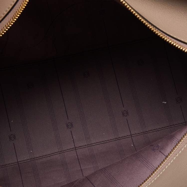 Pre Owned Loewe Dark Beige Leather Top Zip Tote