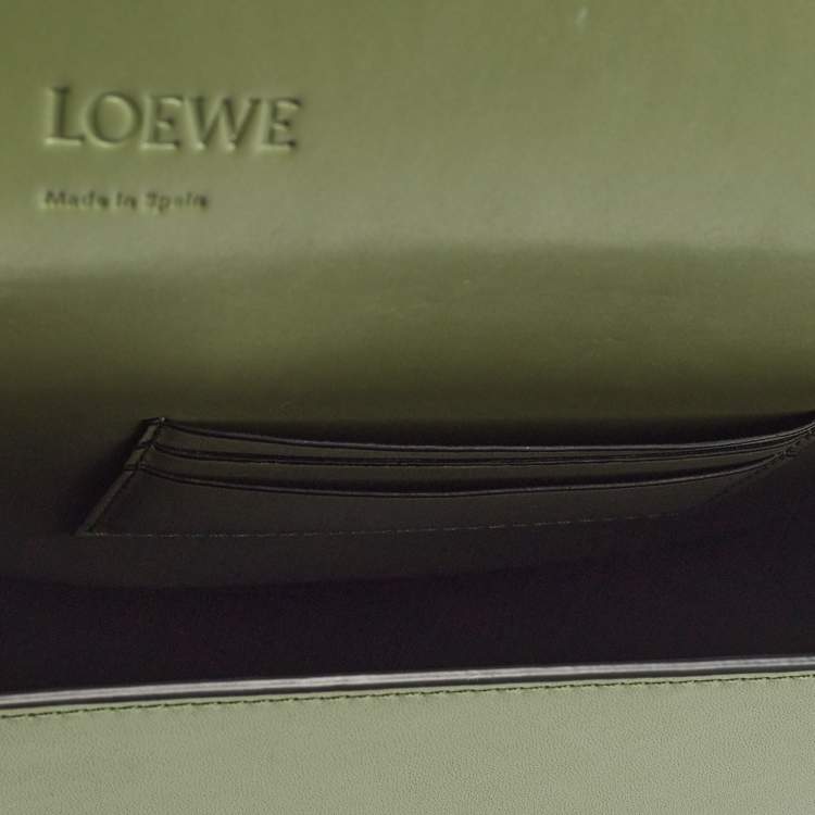 Pre Owned Loewe Green/Brown Leather Heel Crossbody Bag