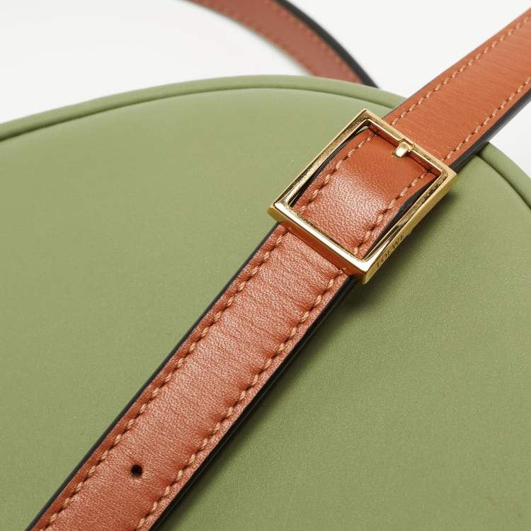 Pre Owned Loewe Green/Brown Leather Heel Crossbody Bag