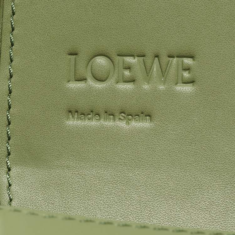 Pre Owned Loewe Green/Brown Leather Heel Crossbody Bag