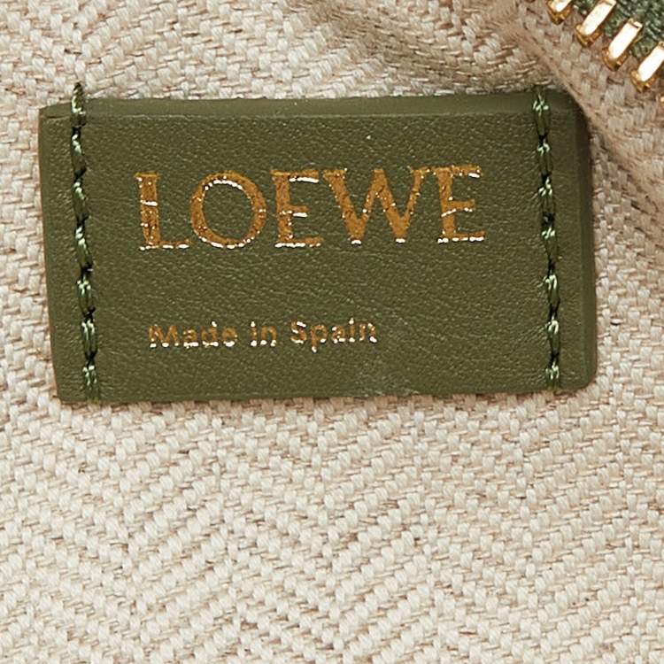 Pre Owned Loewe Green/Beige Jacquard Canvas and Leather Nano Amazona Chain Crossbody Bag