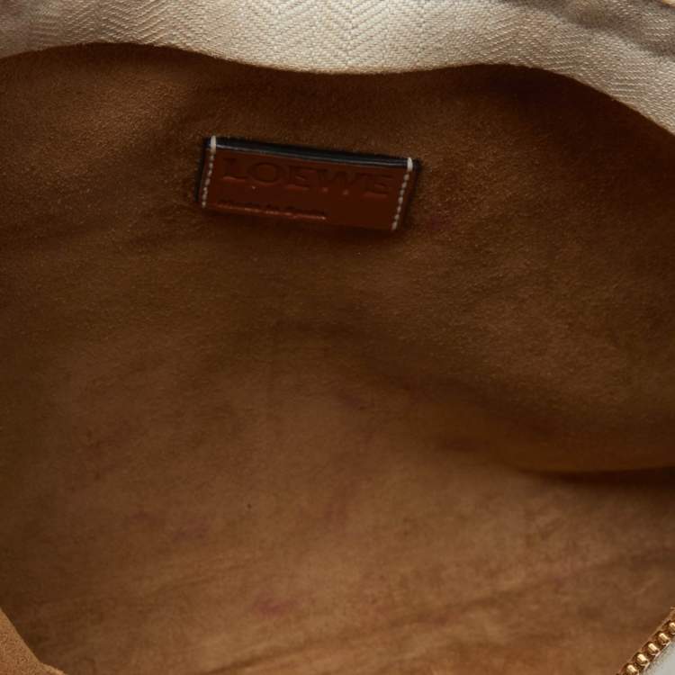 Pre Owned Loewe Off White Herringbone Fabric T Pouch