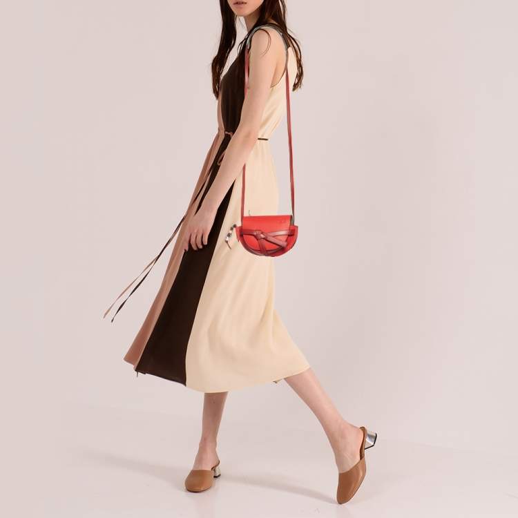 Pre Owned Loewe Red Leather Mini Gate Crossbody Bag