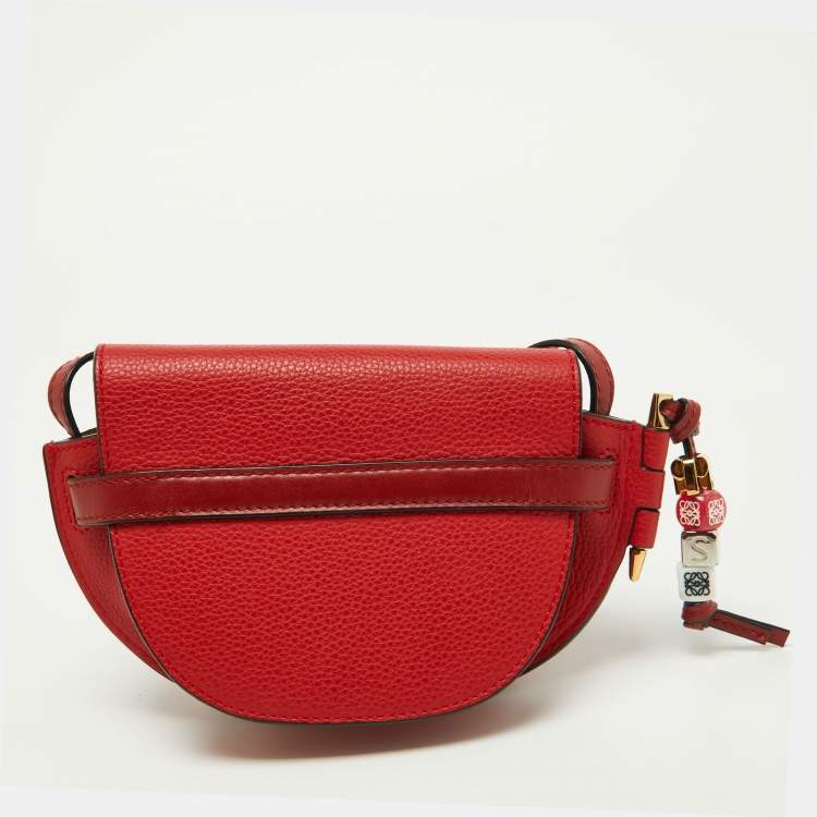 Pre Owned Loewe Red Leather Mini Gate Crossbody Bag