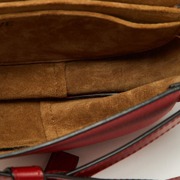 Pre Owned Loewe Red Leather Mini Gate Crossbody Bag