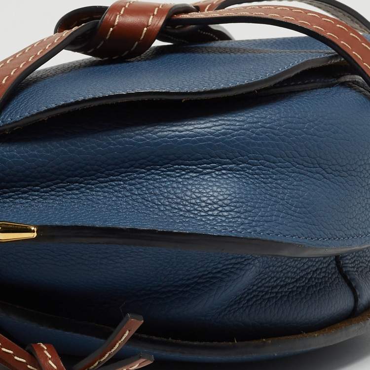 Pre Owned Loewe Blue/Brown Leather Gate Shoulder Bag