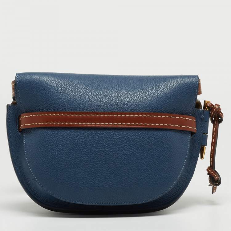 Pre Owned Loewe Blue/Brown Leather Gate Shoulder Bag