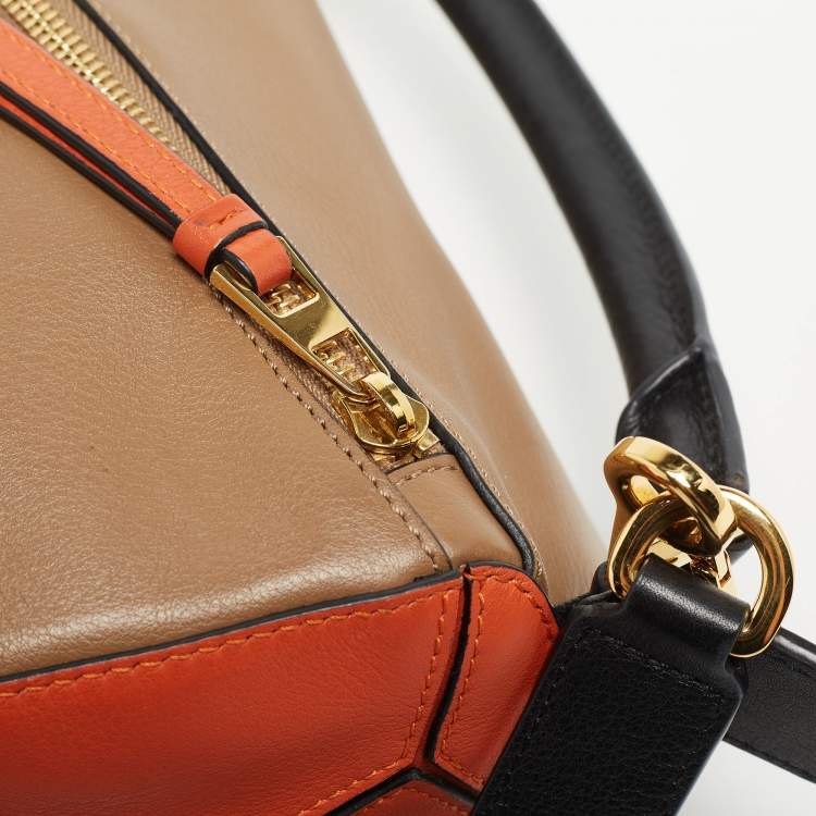 Pre Owned Loewe Brown Leather Small Puzzle Shoulder Bag