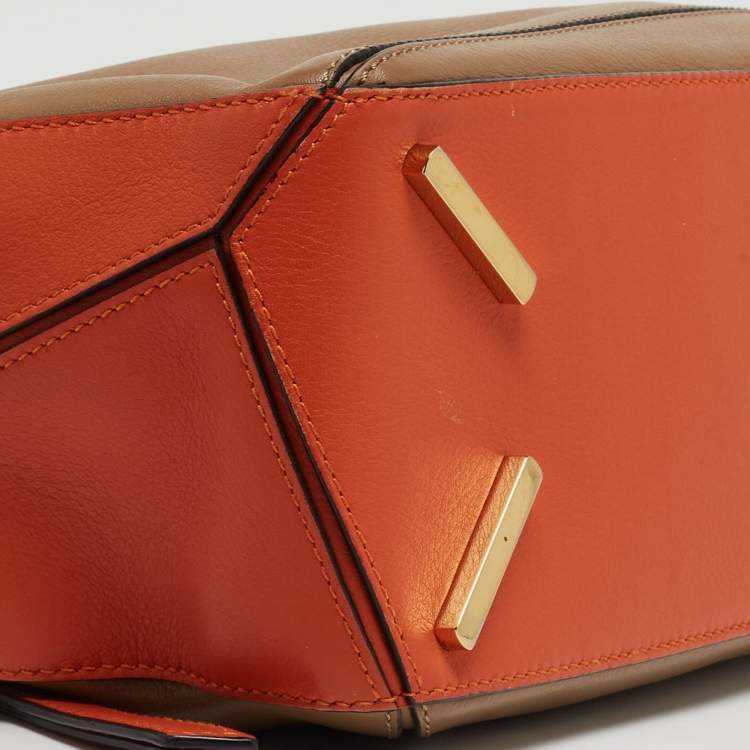Pre Owned Loewe Brown Leather Small Puzzle Shoulder Bag