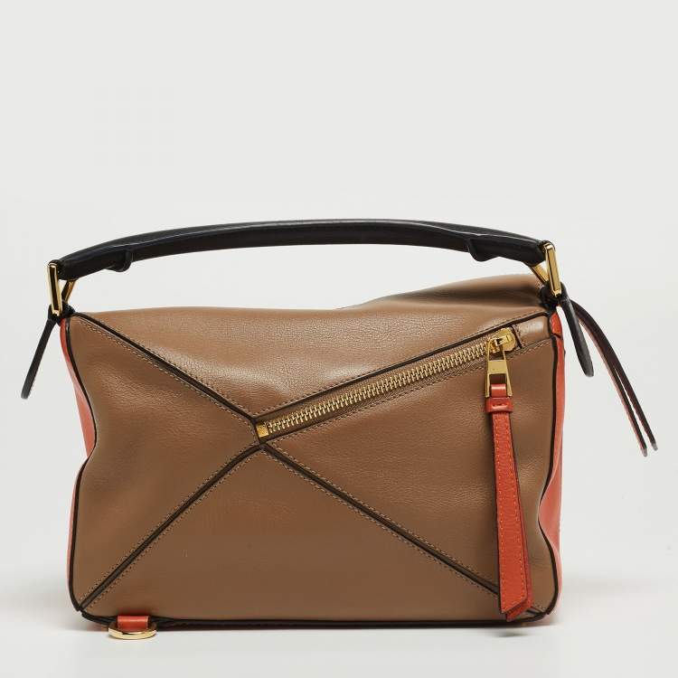 Pre Owned Loewe Brown Leather Small Puzzle Shoulder Bag