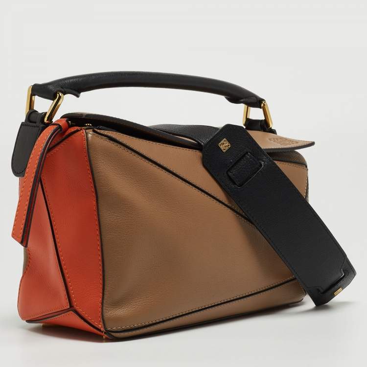 Pre Owned Loewe Brown Leather Small Puzzle Shoulder Bag