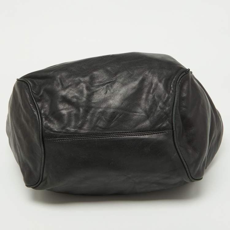 Pre Owned Loewe Black Leather Drawstring Hobo