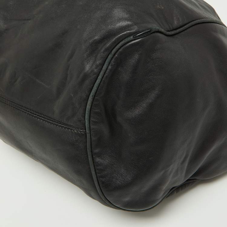 Pre Owned Loewe Black Leather Drawstring Hobo