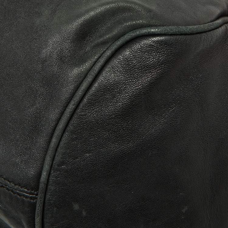 Pre Owned Loewe Black Leather Drawstring Hobo