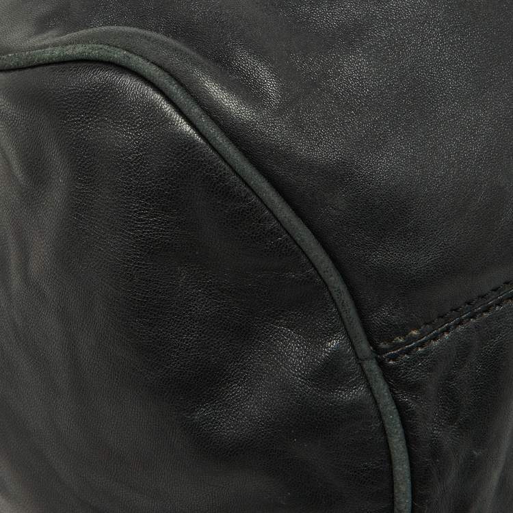 Pre Owned Loewe Black Leather Drawstring Hobo