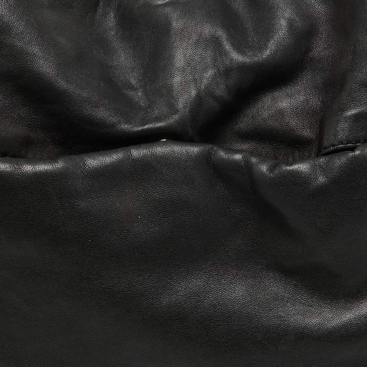 Pre Owned Loewe Black Leather Drawstring Hobo