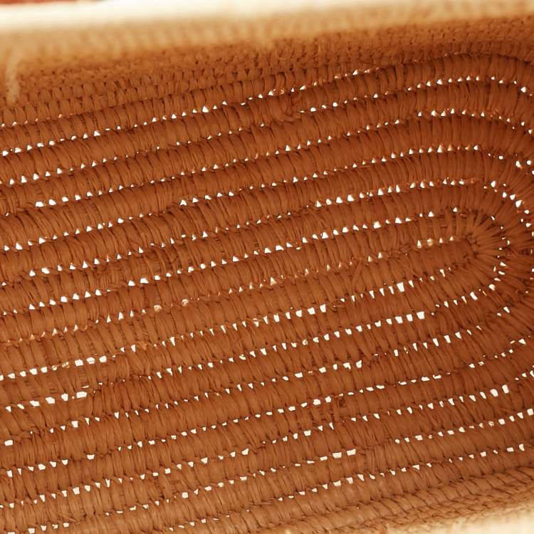 Pre Owned Loewe Natural/Pecan Raffia and Leather Small Square Basket Bag 