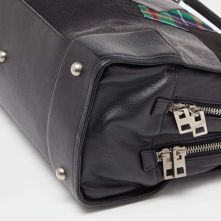 Pre Owned Loewe X Junya Watanabe Multicolour Denim and Leather Amazona Briefcase