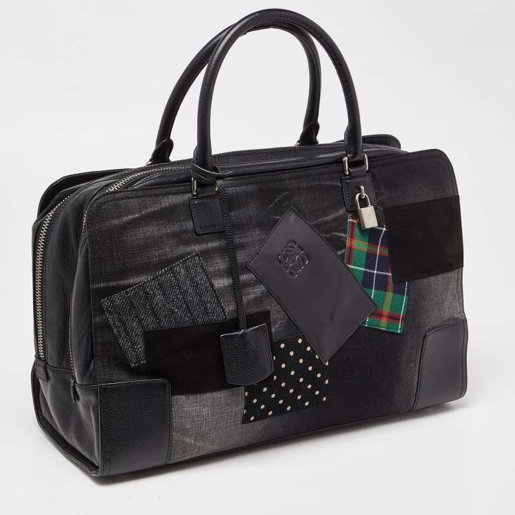 Pre Owned Loewe X Junya Watanabe Multicolour Denim and Leather Amazona Briefcase