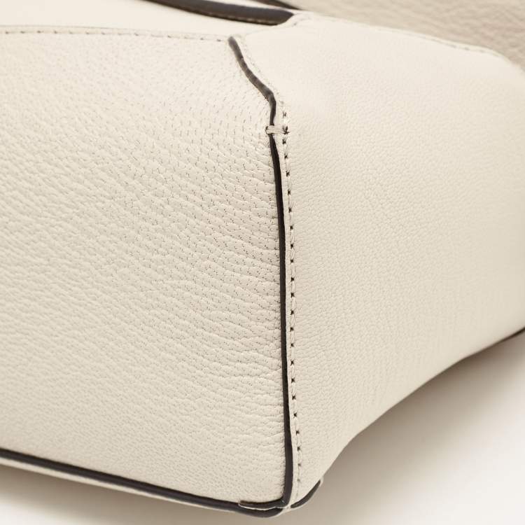 Pre Owned Loewe Cream Leather Mini Puzzle Top  Handle Bag