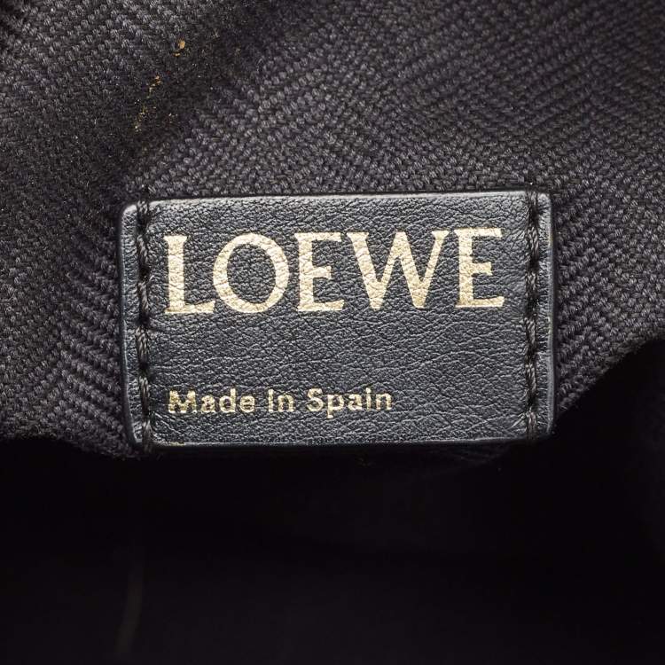 Pre Owned Loewe Black Anagram Jacquard and Leather Cubi Baguette Bag