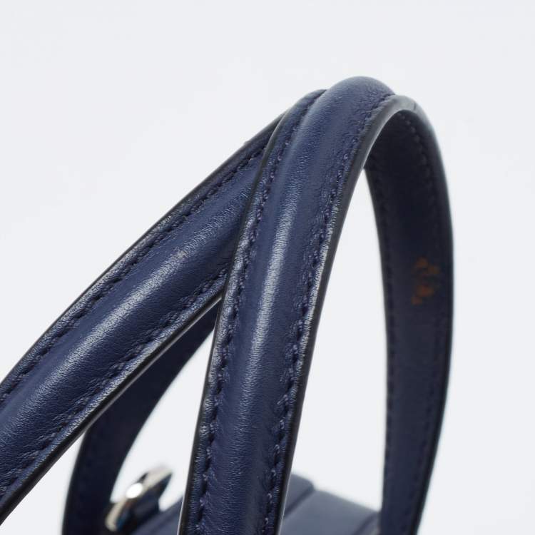 Pre Owned Loewe Navy Blue Leather Small Paris Postal Bag