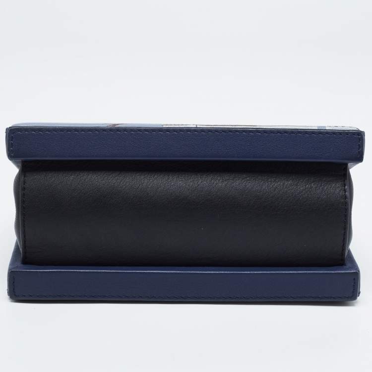 Pre Owned Loewe Navy Blue Leather Small Paris Postal Bag