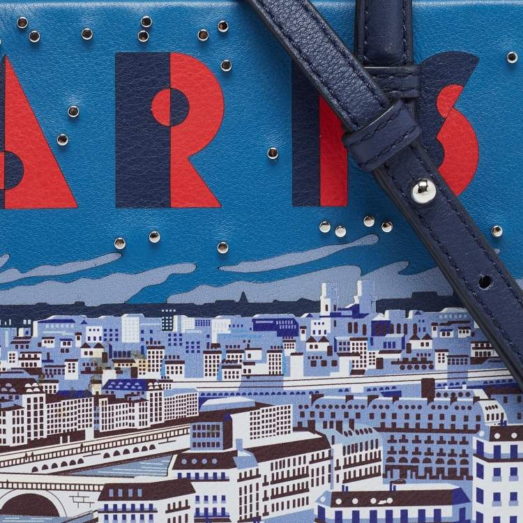 Pre Owned Loewe Navy Blue Leather Small Paris Postal Bag