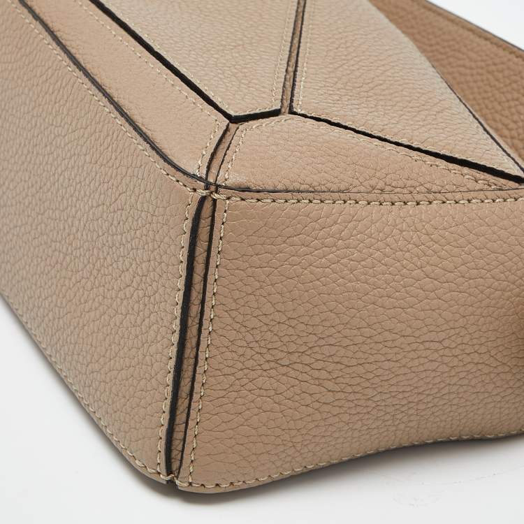 Pre Owned Loewe Beige Leather Mini Puzzle Crossbody Bag
