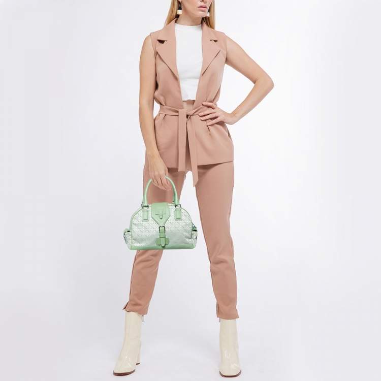 Pre Owned Loewe Green Signature Canvas and Leather Small Bowling Bag