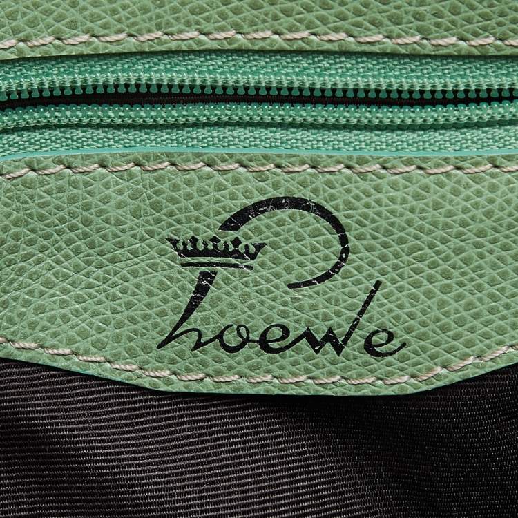 Pre Owned Loewe Green Signature Canvas and Leather Small Bowling Bag